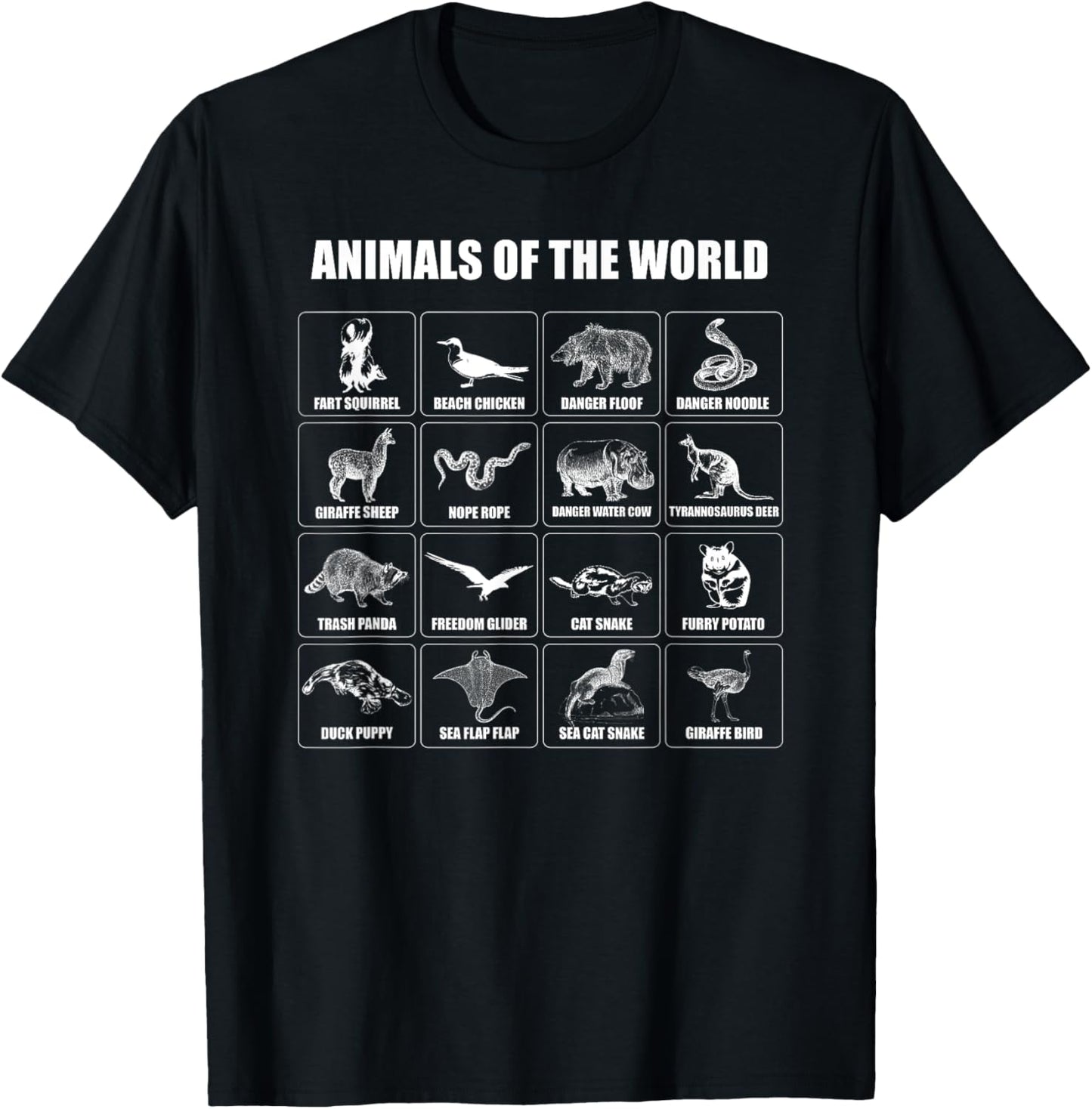 Animals Of The World T Shirt Funny Men Women Boys Girls T-Shirt
