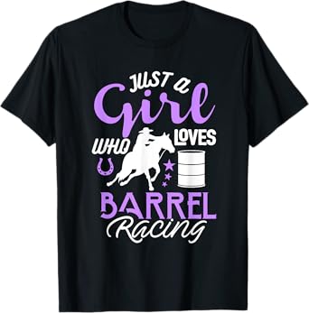 Barrel Racer Girl Shirt Just Girl Loves Barrel Racing Kids T-Shirt