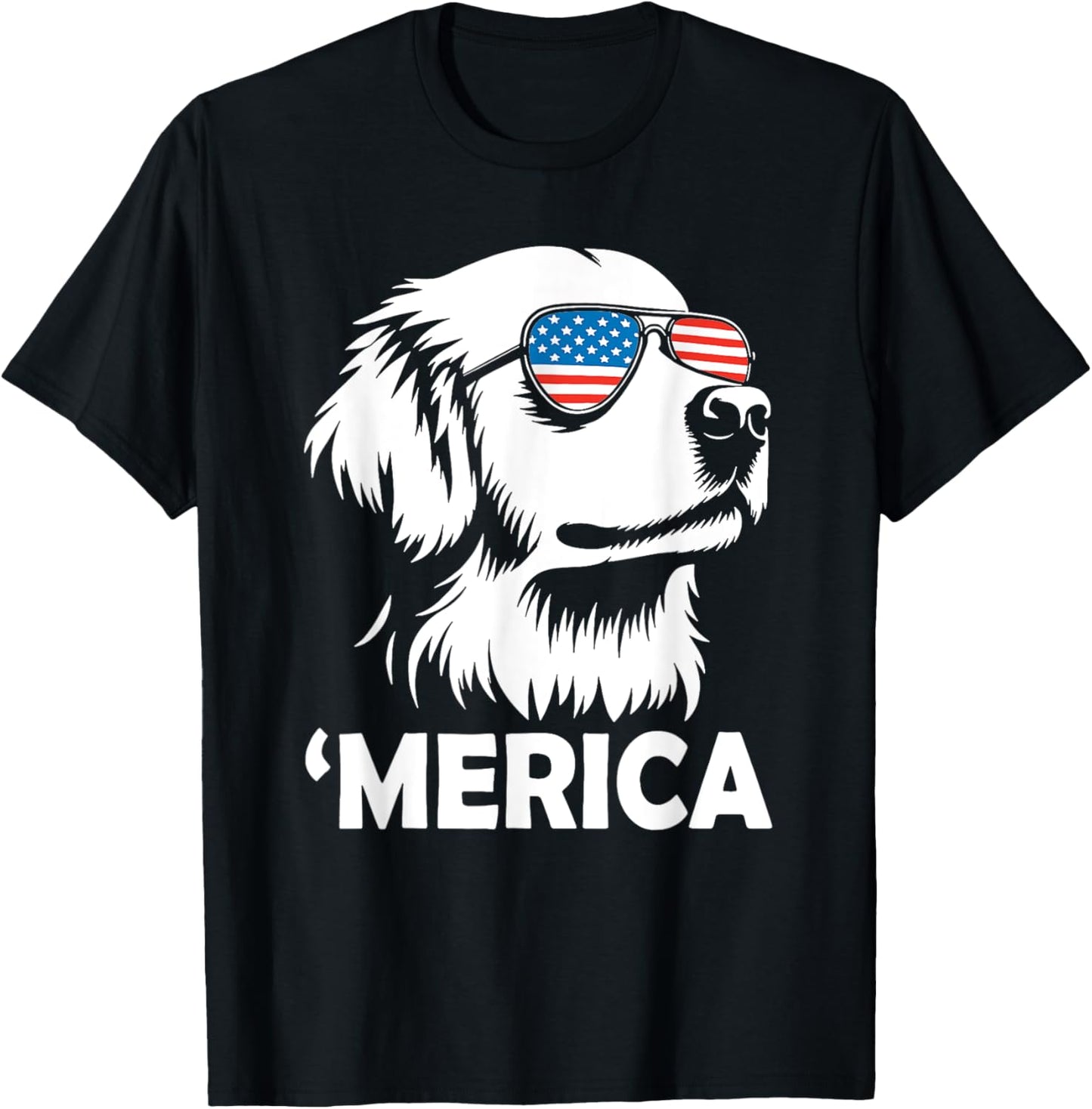 Merica Golden Retriever 4th of July Funny Patriotic USA T-Shirt