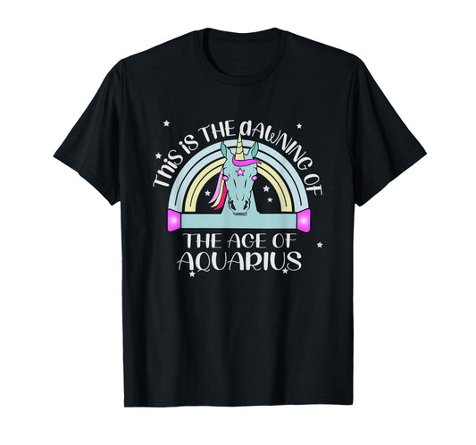 Dawning of Age of Aquarius is January 20th Unicorn in Space T-Shirt