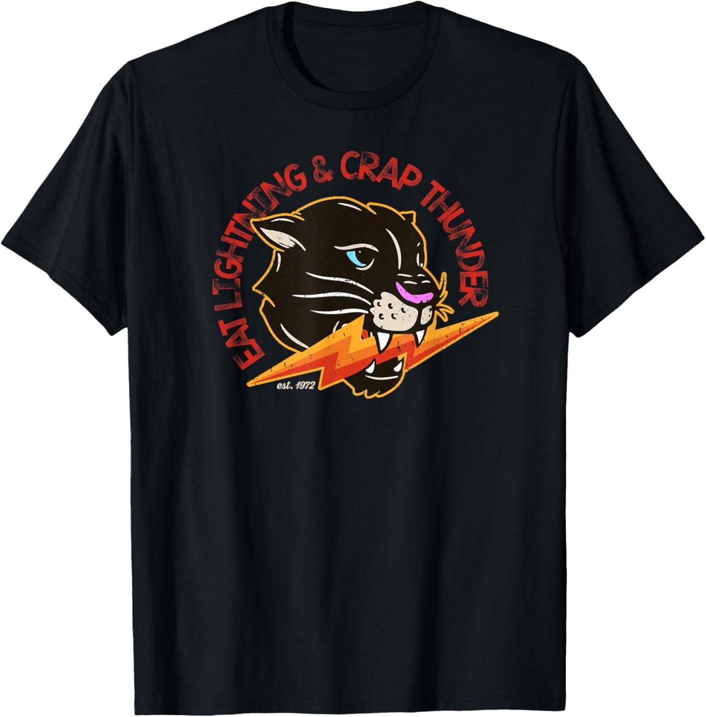 Eat Lightning & Crap Thunder - Motivational Cat Eating Bolt T-Shirt