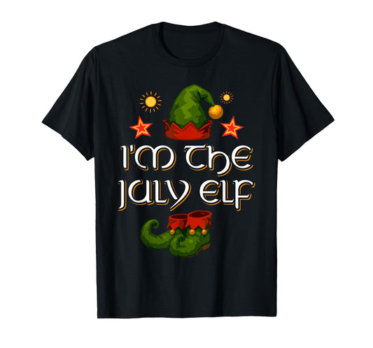 I'm The July Elf Christmas In July Santa Hawaiian Christmas T-Shirt