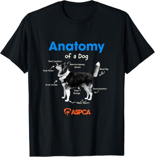 Anatomy of a Dog Unisex-Adults Dog Lovers Classic Fit T-Shirt Black Small Crew Neck Short Sleeve