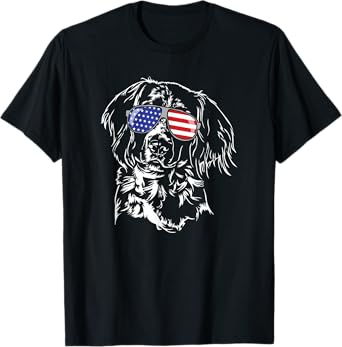 Funny Proud Small Munsterlander Pointer American Flag dog T-Shirt