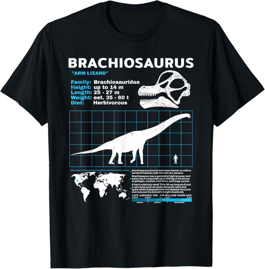 Brachiosaurus fact sheet Dinosaur Facts T-Shirt