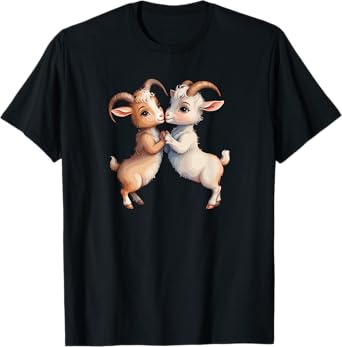 Goats Lovers Couple Kissing Cute Heart Valentine's Day T-Shirt