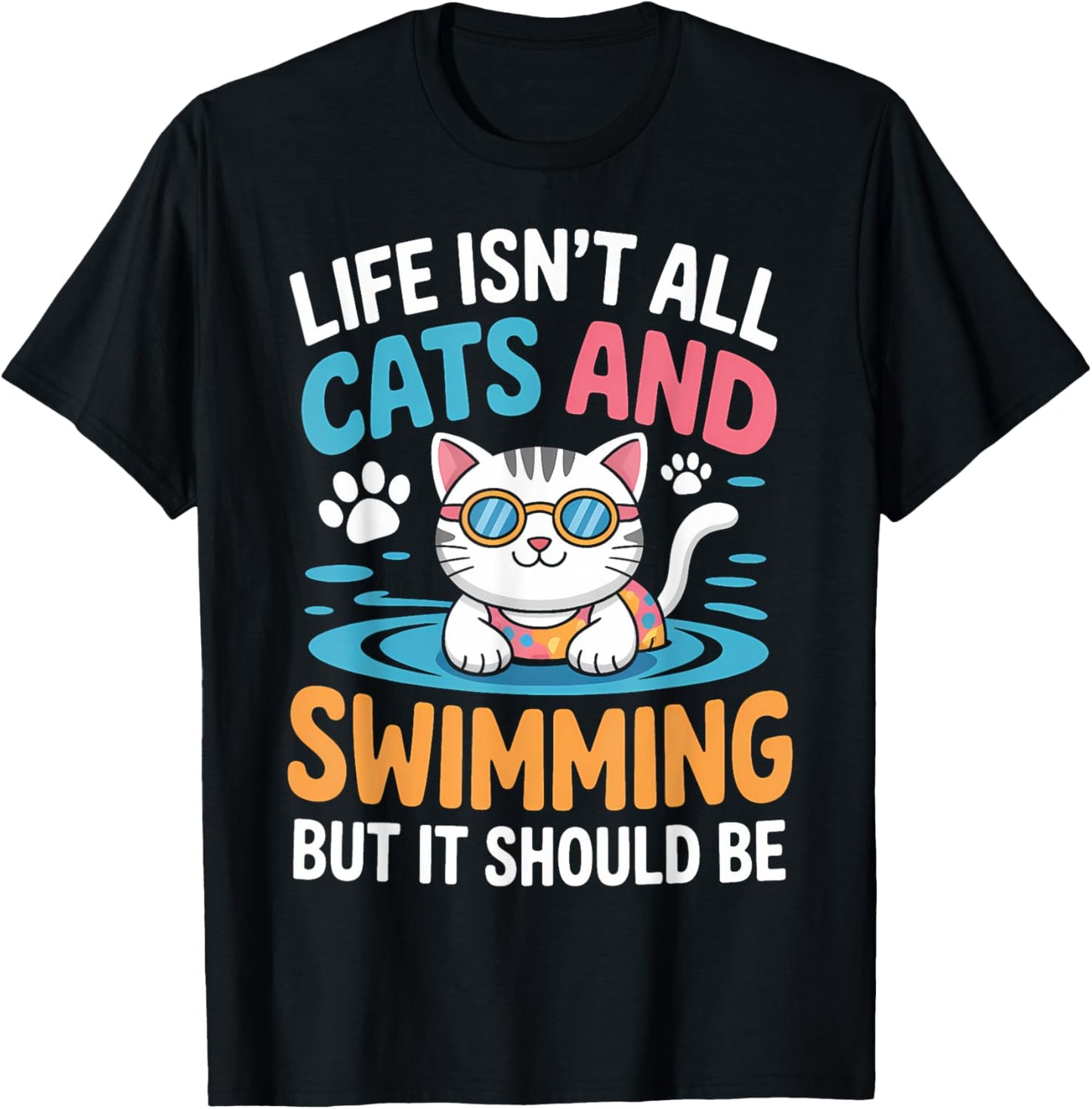 Cats And Swimming Funny Swimmer Swimming T-Shirt