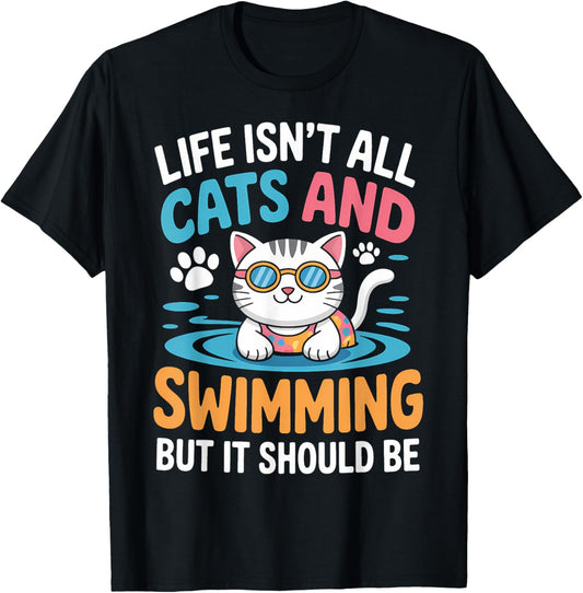 Cats And Swimming Funny Swimmer Swimming T-Shirt