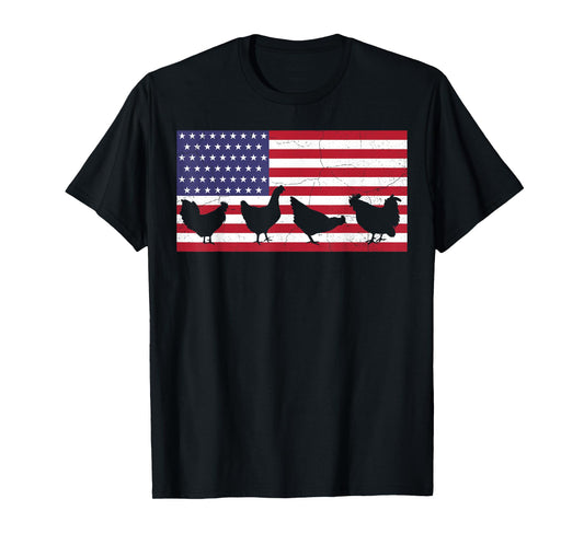 Chicken Fourth of July Hen Farm July 4th American Flag USA T-Shirt