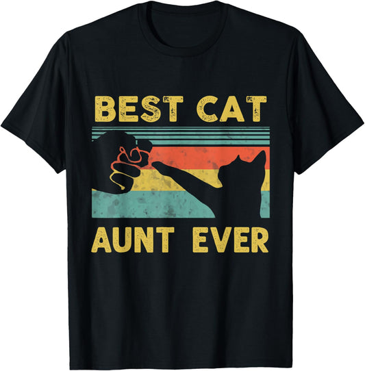 Best Cat Aunt Ever Vintage Cats Happy Mother's Day T-Shirt