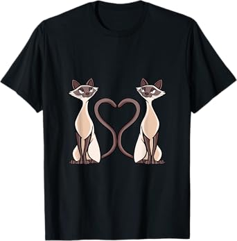 Siam Cat Heart Design Cat Lovers for Men and Women T-Shirt