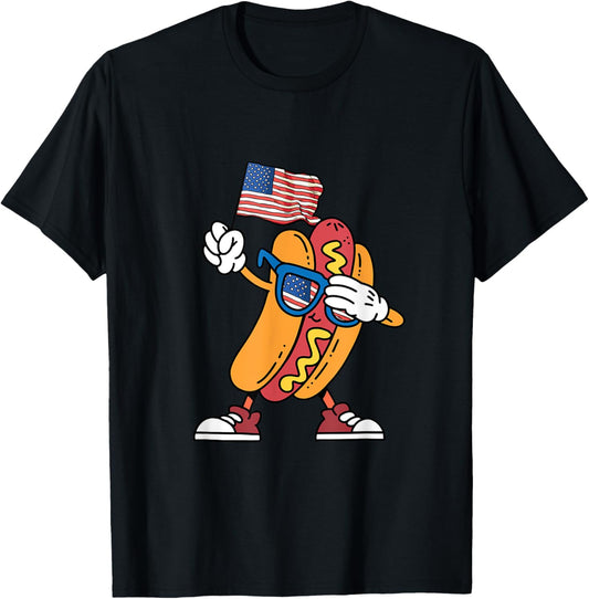 American Hot Dog 4th july USA Flag Hotdog Independence Day T-Shirt
