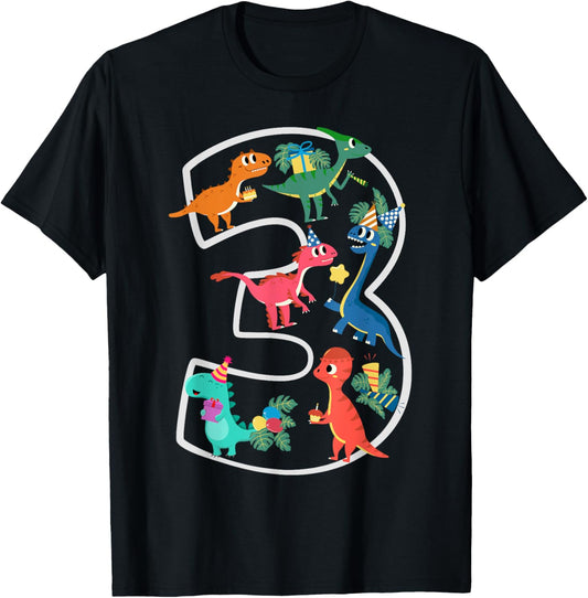 3rd Birthday Dinosaurs Party Design Toddlers Boys Girls T-Shirt