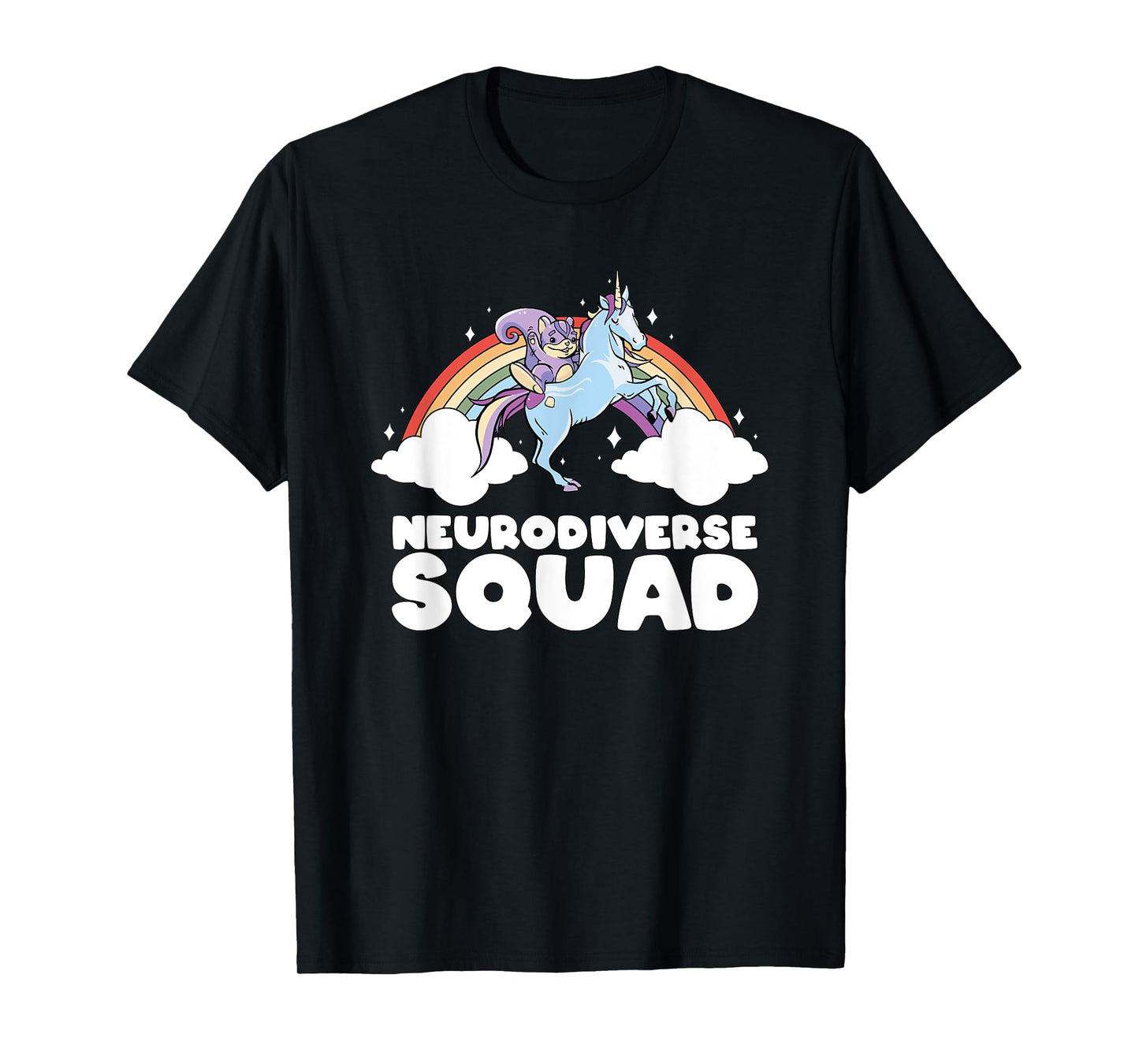 Neurodiverse Squad ADHD Squirrel Unicorn Rainbow Autism T-Shirt