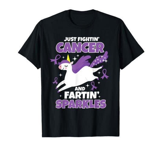Cancer Funny Unicorn Farting Sparkles T-Shirt