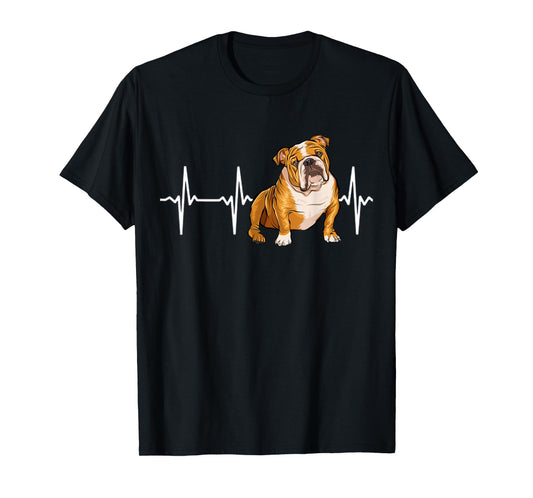Bulldog Heartbeat Dog Lover Men Women Kids T-Shirt