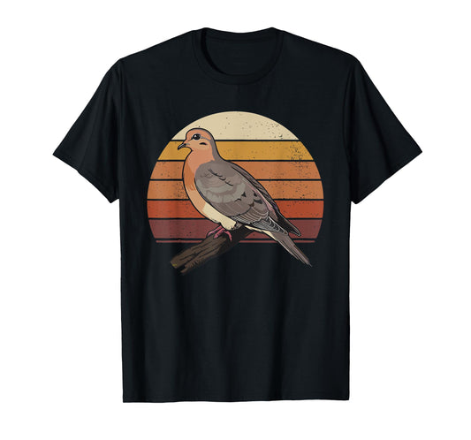 Mourning Dove Bird Lover Vintage Retro Sunset Bird Watching T-Shirt