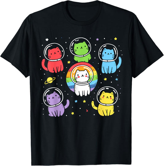 Gay Cats In Space Rainbow Pride Month Lgbt Ally T-Shirt