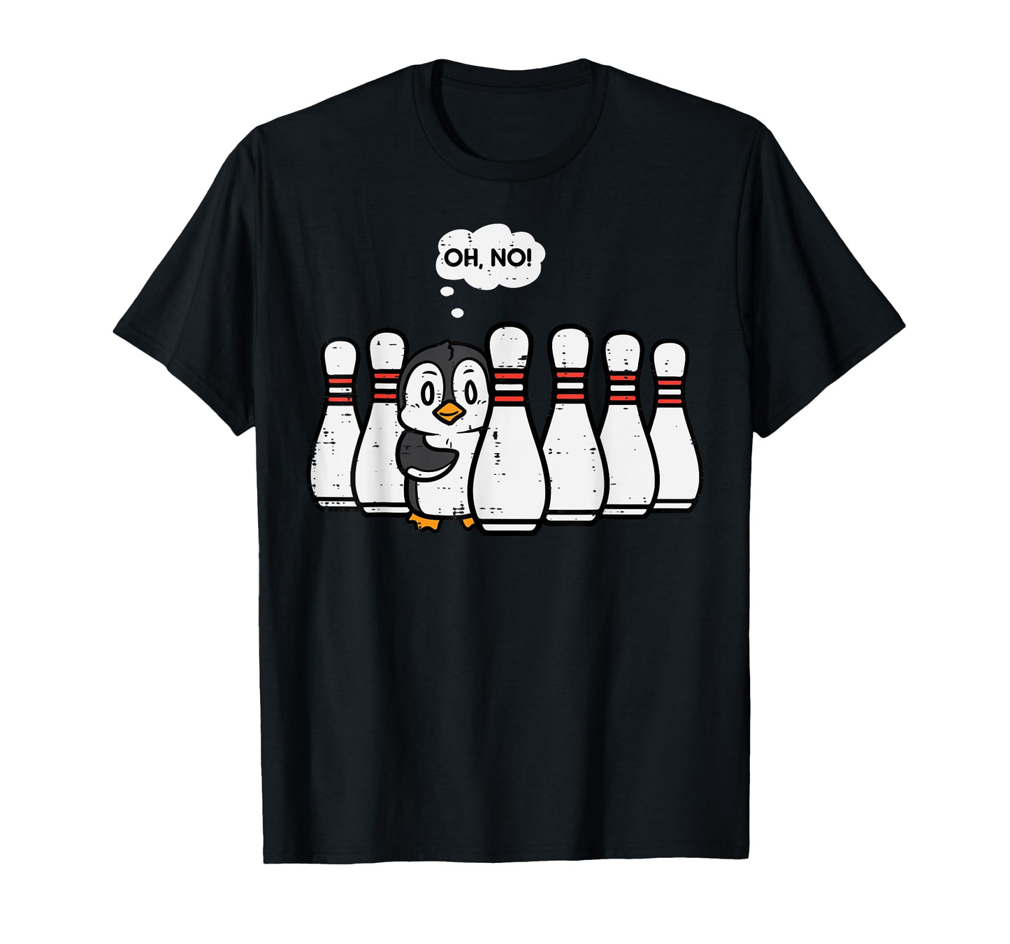 Penguin Bowling Pins Oh No Funny Bowler Player Men Women Kid T-Shirt
