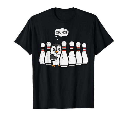 Penguin Bowling Pins Oh No Funny Bowler Player Men Women Kid T-Shirt