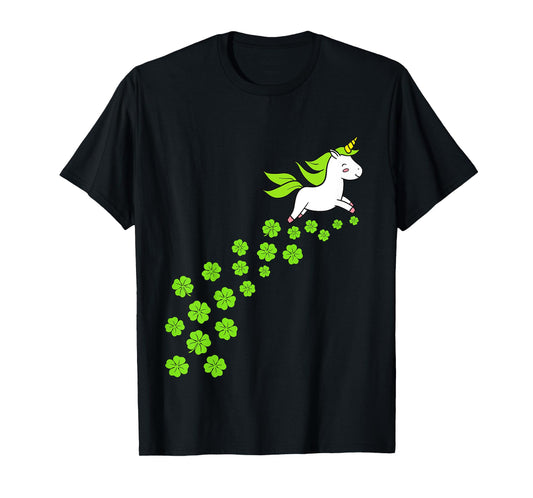 Kids Girls Happy St Patricks Day Unicorn Shamrock Clover Toddler T-Shirt