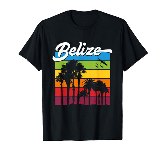 Rainbow Belize Souvenir T-Shirt Palm Trees Tropical Vacation