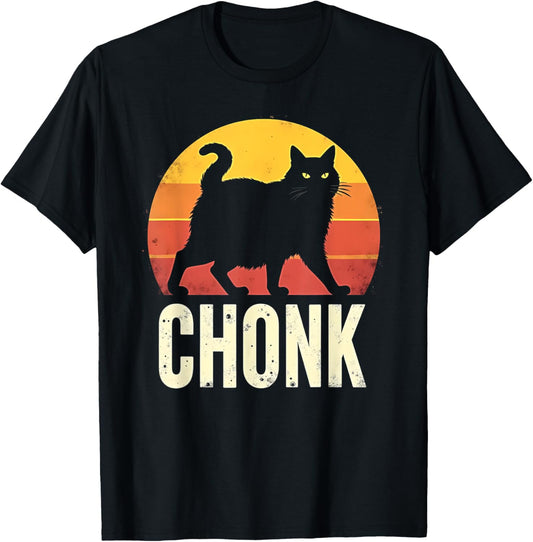 Chonky Cat Sunset Silhouette Charm T-Shirt