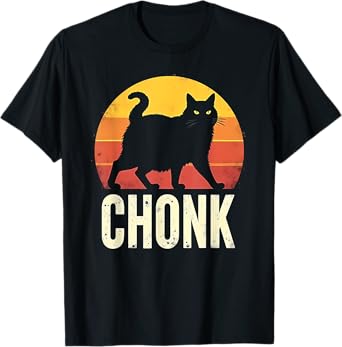 Chonky Cat Sunset Silhouette Charm T-Shirt for Men Women