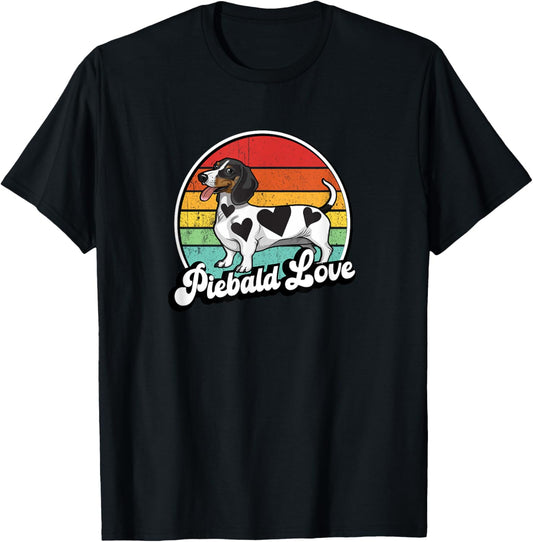 Funny Retro Vintage Love Piebald Dachshund Lover T-Shirt