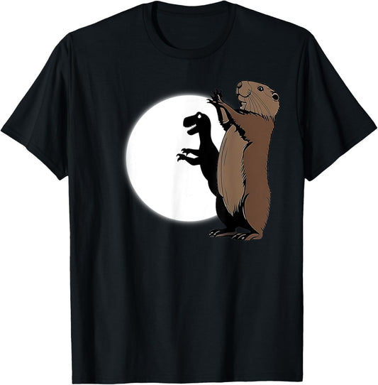 Groundhog's Dinosaur Shadow Puppet Funny Groundhog Day T-Shirt