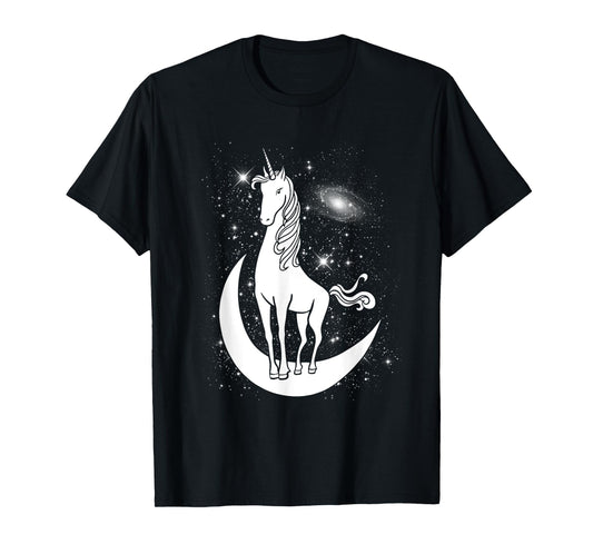 Unicorn Standing on Crescent Moon Magic Unicorn Gift T-Shirt