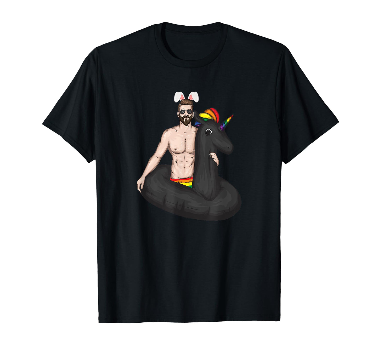 Gay Easter Bunny Ears Rainbow Unicorn LGBTQ Pride T-Shirt