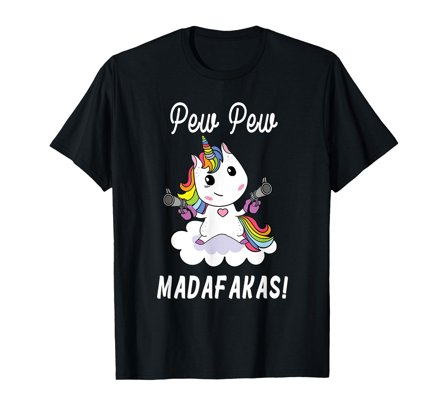 Pew Pew Madafakas Unicorn with Pistols Fantasy T-Shirt