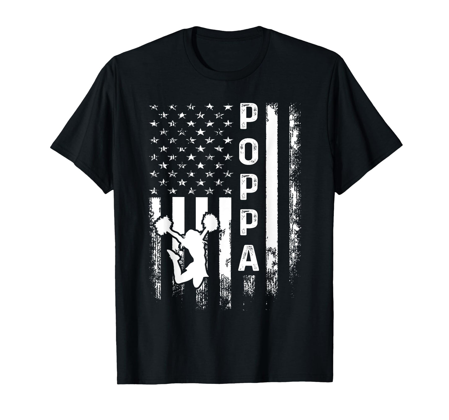 Cheerleader Cheer Poppa America Flag Vintage Xmas T-Shirt