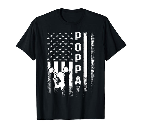 Cheerleader Cheer Poppa America Flag Vintage Xmas T-Shirt