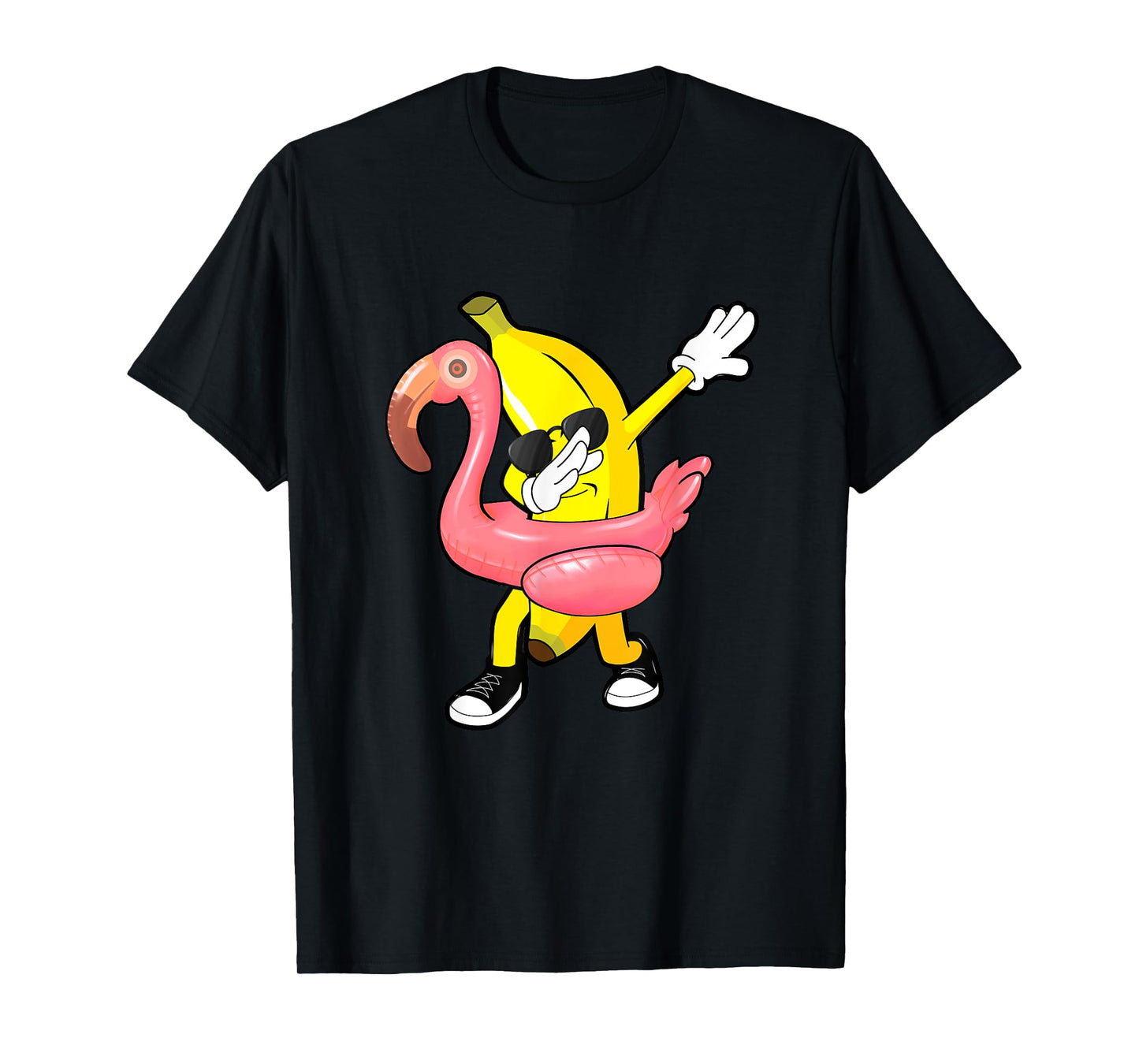 Summer Tropical Fruit Hawaii Dabbing Banana Flamingo Float T-Shirt for Men Women