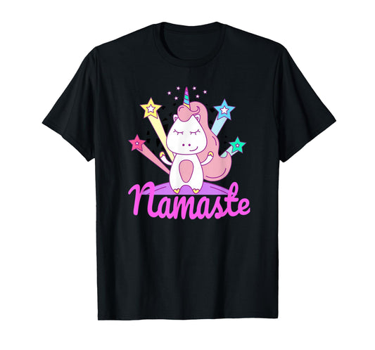 Namaste Unicorn Tee for Kids - Girls Yoga T-shirt T-Shirt