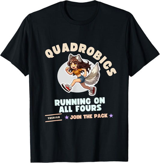 Quardrobics Therian Gear For Teen Tween Girl Fox Wolf Cat T-Shirt