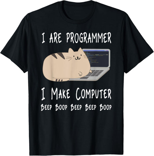 I Are Programmer I Make Computer Beep Boop Funny Cute Cat T-Shirt