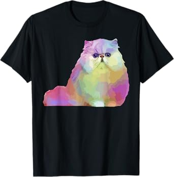 Cat Lover Gifts Persian Cat Womens Colorful Persian Cat Mens T-Shirt