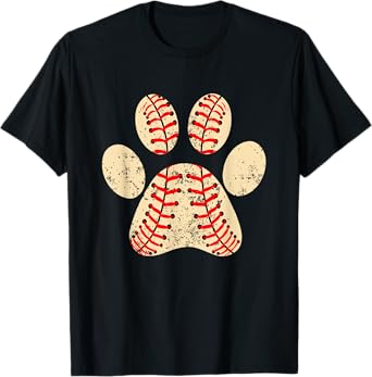 Baseball Dog Paw Print Sports Puppy Lover Mom Dad T-Shirt