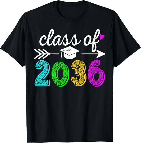 Class Of 2036 Grow With Me First Day Of Preschool Prek Retro T-Shirt