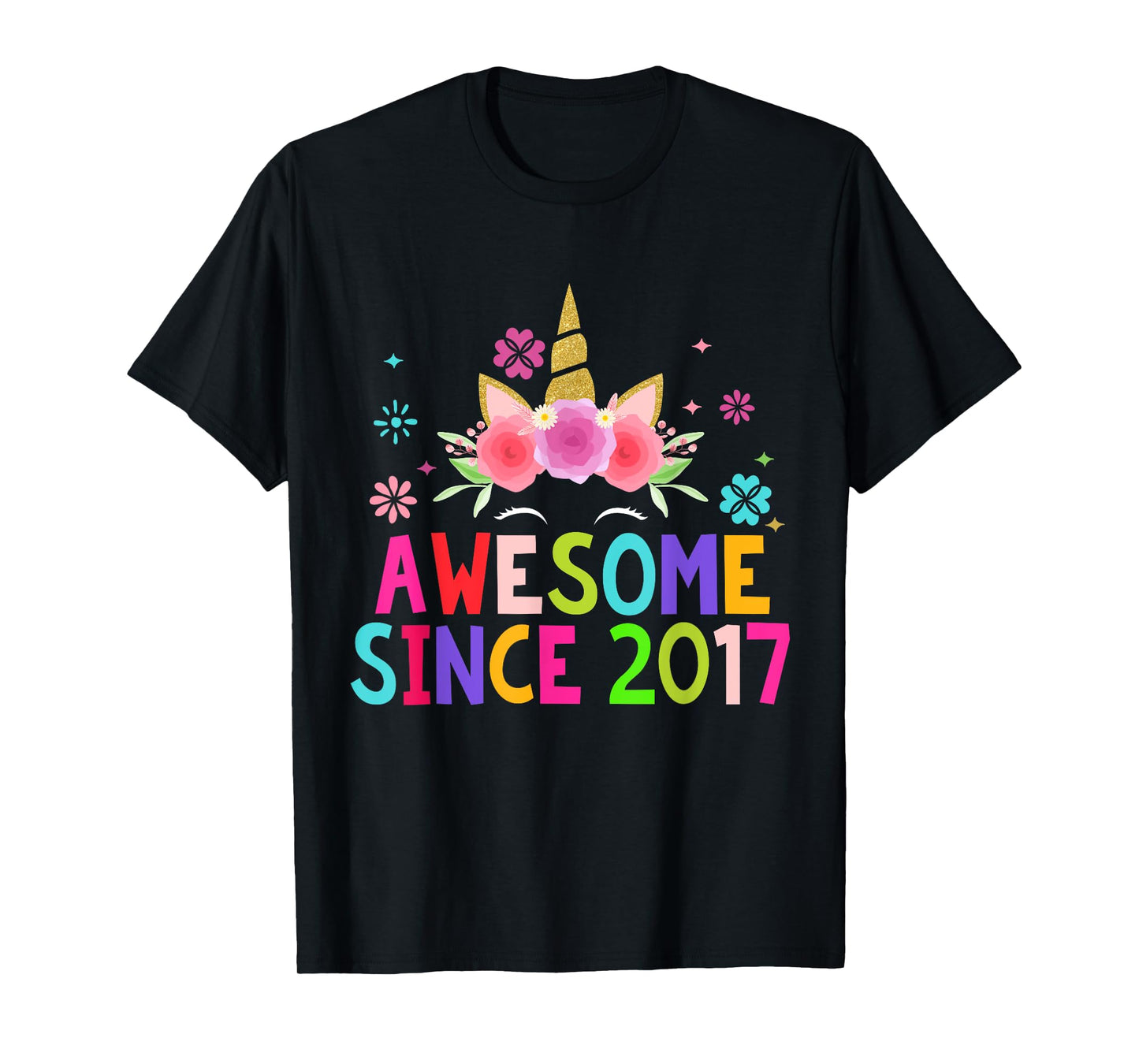 3rd Birthday Unicorn 3 Years Old Girl Awesome Since 2017 T-Shirt