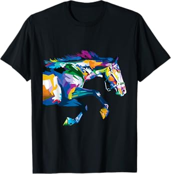 Colourful Horse Cute Geometric Horses Pop Art Style Gift T-Shirt