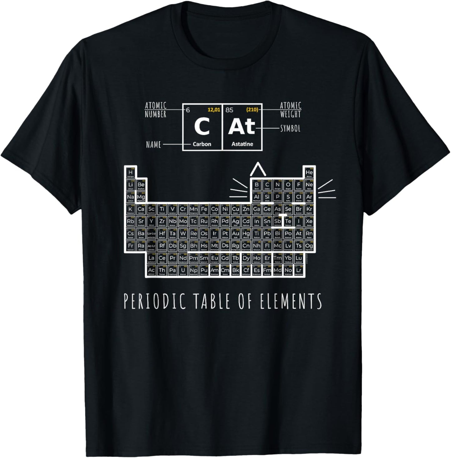 The Chemistry Cat, Periodic Table Of Elements T-Shirt
