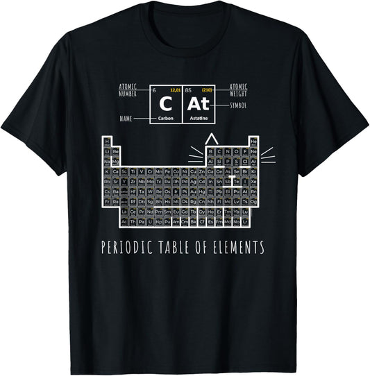 The Chemistry Cat, Periodic Table Of Elements T-Shirt