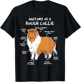 Anatomy Of A Rough Collie Funny Dog Puppy Gift T Shirt T-Shirt