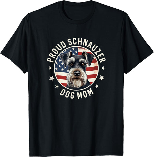 Proud Schnauzer Mom American Flag, Schnauzer Dog Mom T-Shirt