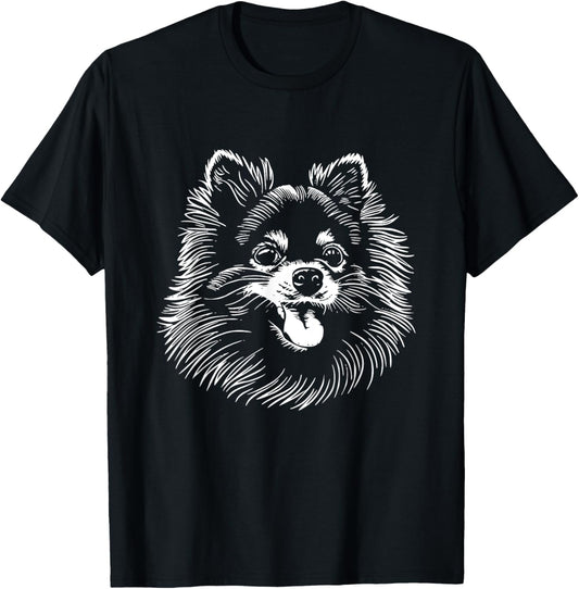 Cute Pomeranian Dog Face Graphic Design T-Shirt