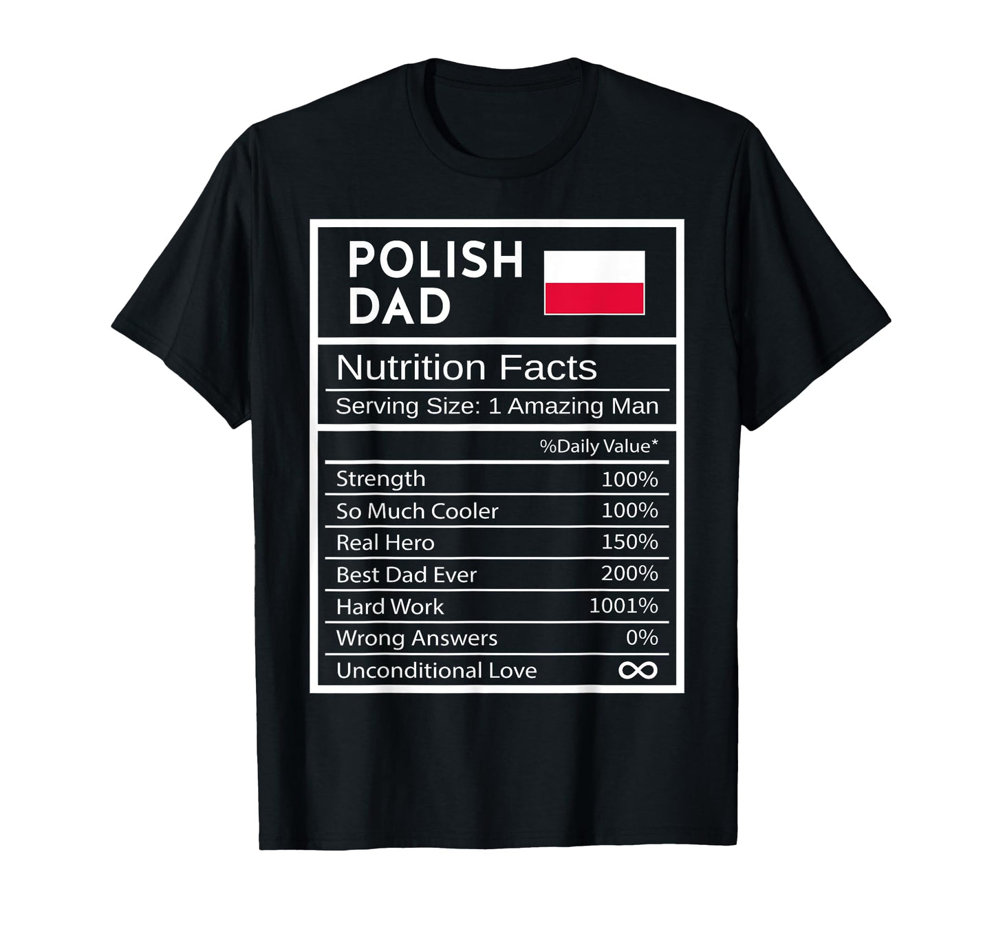 Polish Dad Nutrition Facts National Pride Gift For Dad T-Shirt